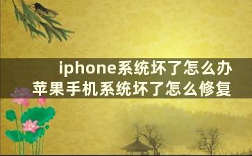 iphone系统坏了怎么办 苹果手机系统坏了怎么修复